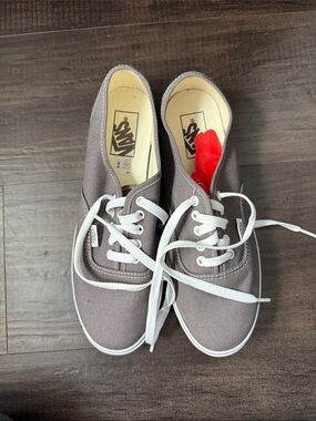 Vans Taupe Canvas Low-Top Sneakers with White Laces